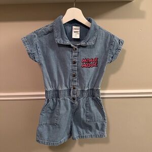 Disney Minnie Mouse Denim Romper Girls 6/6X Button Front